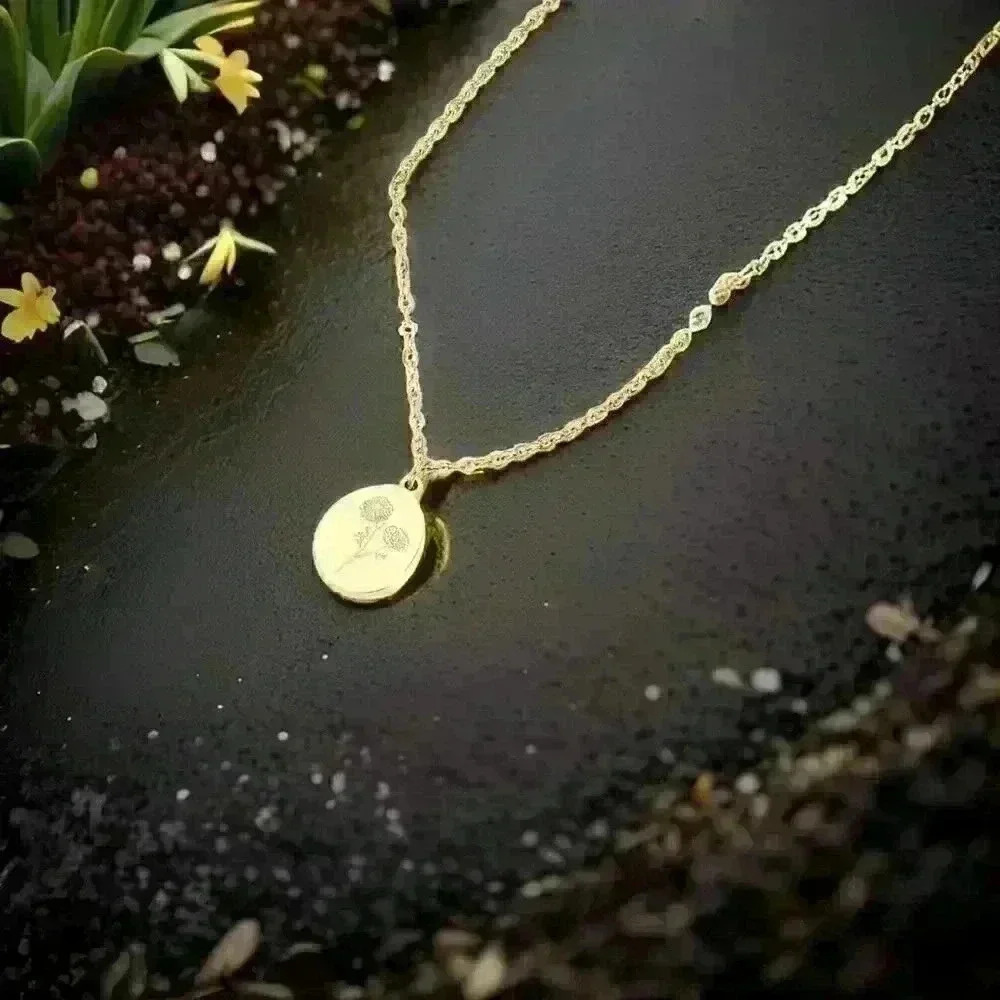Dalia Water Drop Flower Print Pendant Necklace